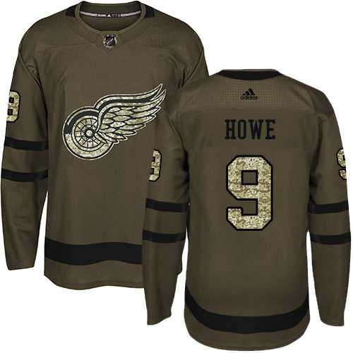 Adidas Detroit Red Wings #9 Gordie Howe Green Salute to Service Stitched NHL