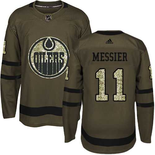 Adidas Edmonton Oilers #11 Mark Messier Green Salute to Service Stitched NHL