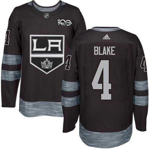 Adidas Los Angeles Kings #4 Rob Blake Black 1917-2017 100th Anniversary Stitched NHL Jersey