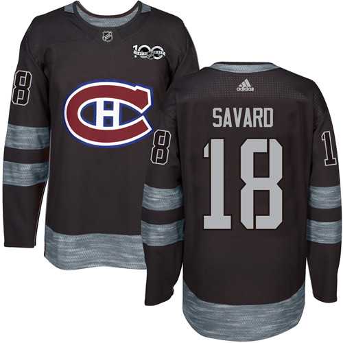 Adidas Montreal Canadiens #18 Serge Savard Black 1917-2017 100th Anniversary Stitched NHL