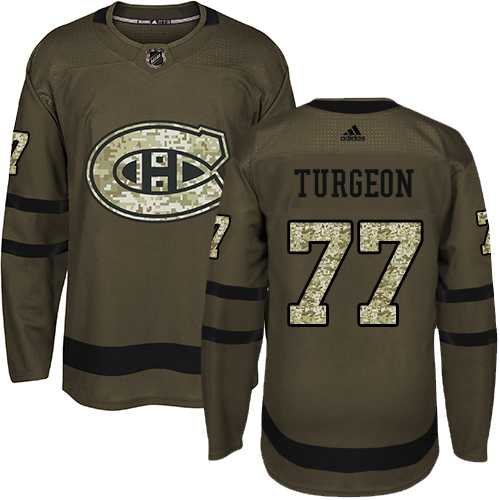 Adidas Montreal Canadiens #77 Pierre Turgeon Green Salute to Service Stitched NHL