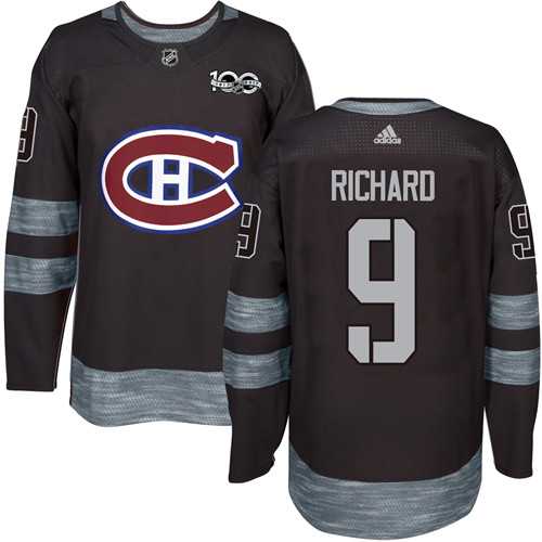Adidas Montreal Canadiens #9 Maurice Richard Black 1917-2017 100th Anniversary Stitched NHL