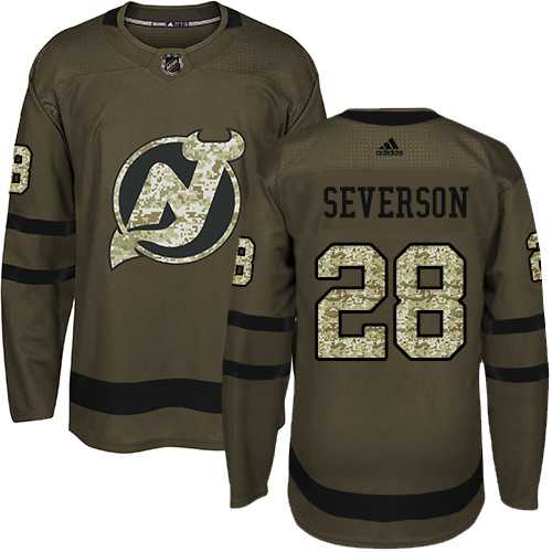 Adidas New Jersey Devils #28 Damon Severson Green Salute to Service Stitched NHL