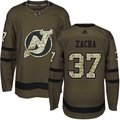 Adidas New Jersey Devils #37 Pavel Zacha Green Salute to Service Stitched NHL