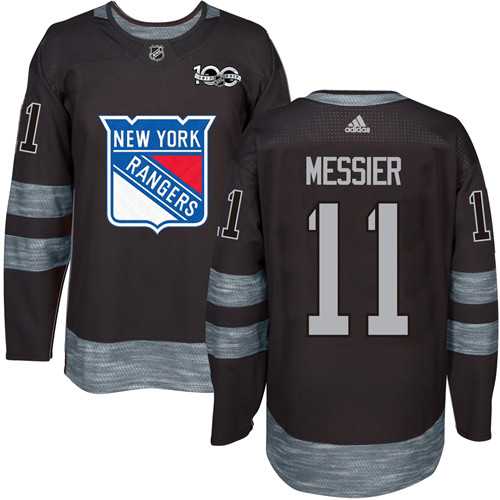Adidas New York Rangers #11 Mark Messier Black 1917-2017 100th Anniversary Stitched NHL