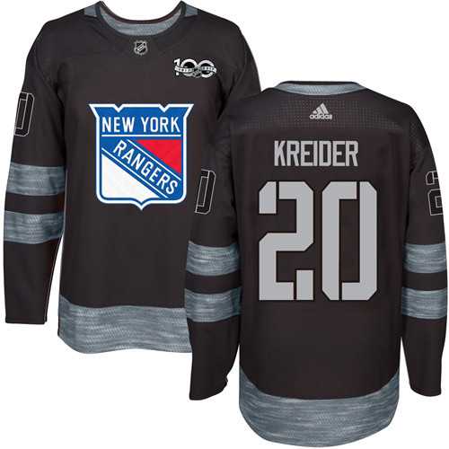 Adidas New York Rangers #20 Chris Kreider Black 1917-2017 100th Anniversary Stitched NHL