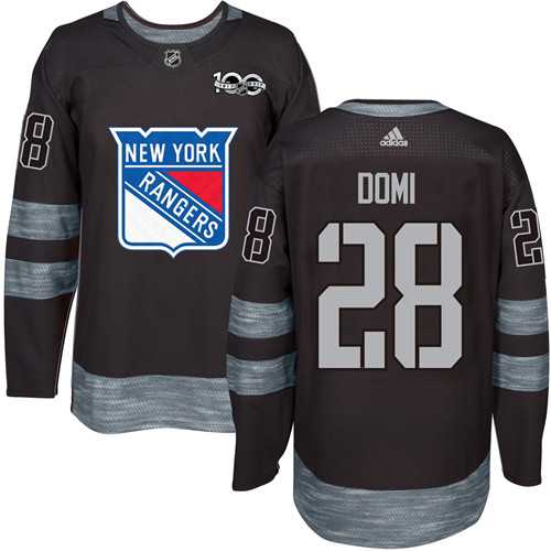 Adidas New York Rangers #28 Tie Domi Black 1917-2017 100th Anniversary Stitched NHL
