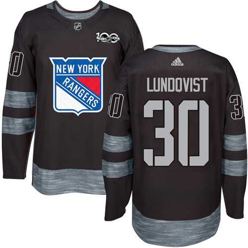 Adidas New York Rangers #30 Henrik Lundqvist Black 1917-2017 100th Anniversary Stitched NHL
