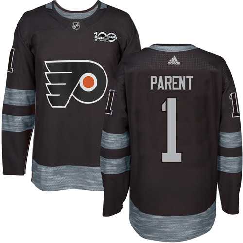 Adidas Philadelphia Flyers #1 Bernie Parent Black 1917-2017 100th Anniversary Stitched NHL