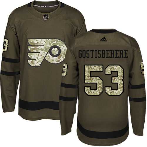 Adidas Philadelphia Flyers #53 Shayne Gostisbehere Green Salute to Service Stitched NHL