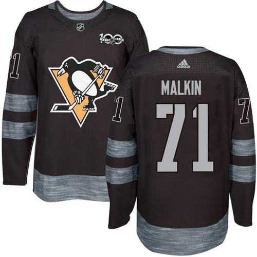 Adidas Pittsburgh Penguins #71 Evgeni Malkin Black 1917-2017 100th Anniversary Stitched NHL