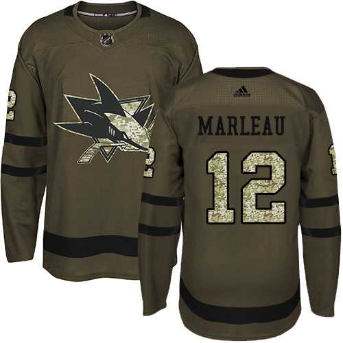 Adidas San Jose Sharks #12 Patrick Marleau Green Salute to Service Stitched NHL