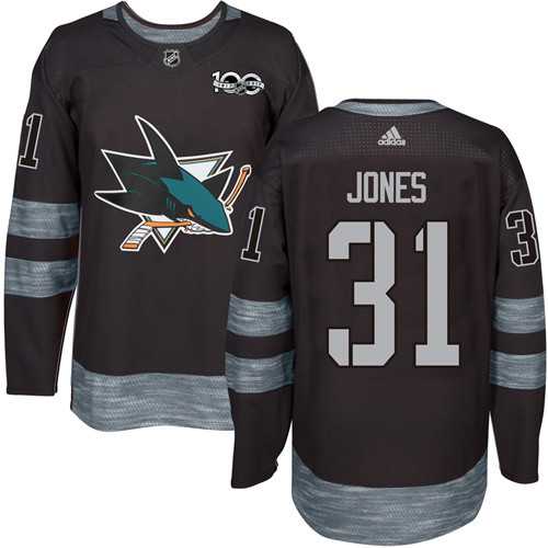 Adidas San Jose Sharks #31 Martin Jones Black 1917-2017 100th Anniversary Stitched NHL