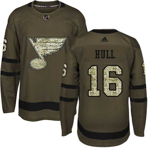 Adidas St. Louis Blues #16 Brett Hull Green Salute to Service Stitched NHL