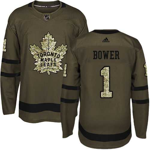 Adidas Toronto Maple Leafs #1 Johnny Bower Green Salute to Service Stitched NHL