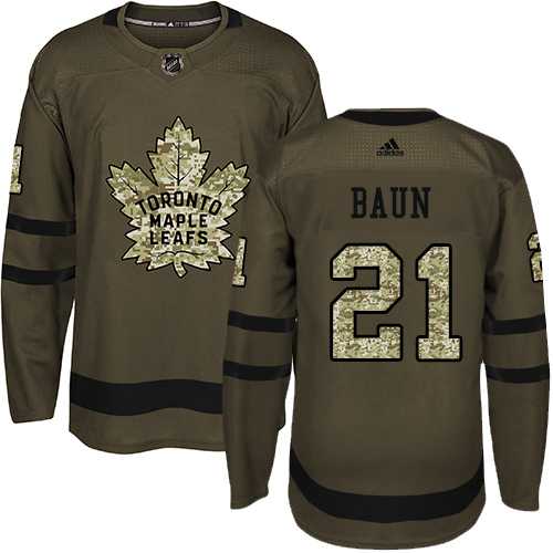 Adidas Toronto Maple Leafs #21 Bobby Baun Green Salute to Service Stitched NHL
