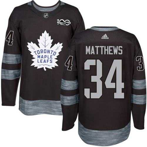 Adidas Toronto Maple Leafs #34 Auston Matthews Black 1917-2017 100th Anniversary Stitched NHL