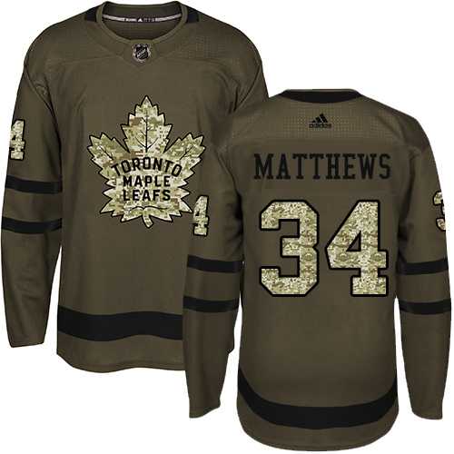 Adidas Toronto Maple Leafs #34 Auston Matthews Green Salute to Service Stitched NHL