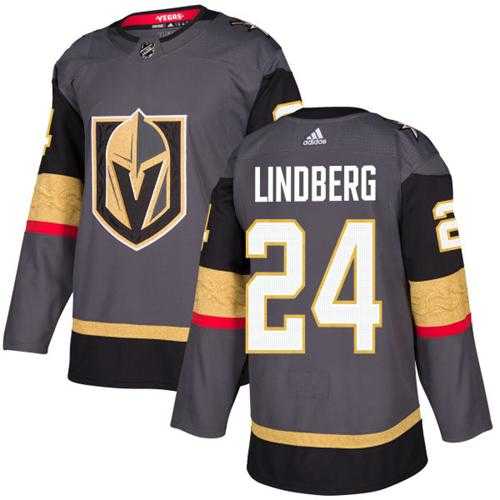Adidas Vegas Golden Knights #24 Oscar Lindberg Grey Home Authentic Stitched NHL