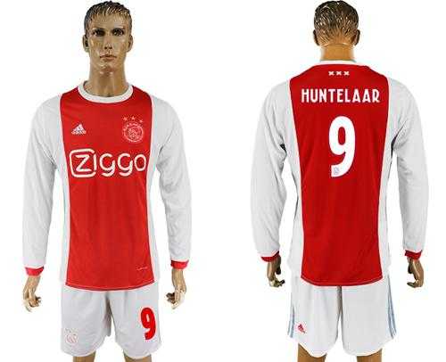 Ajax #9 Huntelaar Home Long Sleeves Soccer Club Jersey