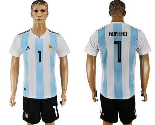Argentina #1 Romero Home Soccer Country Jersey