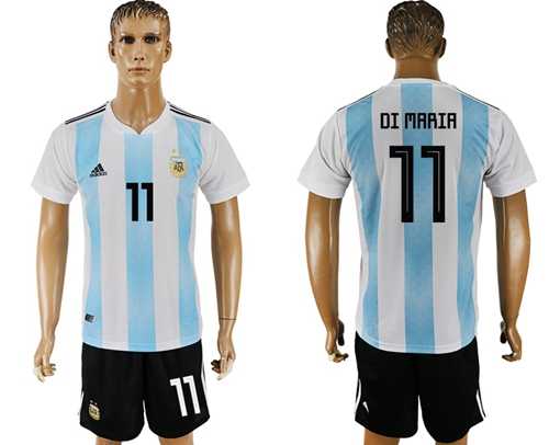 Argentina #11 Di Maria Home Soccer Country Jersey