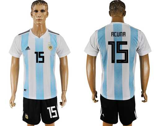 Argentina #15 Acuna Home Soccer Country Jersey