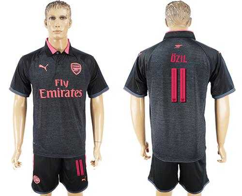 Arsenal #11 Ozil Black Red Soccer Club Jersey