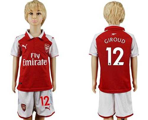 Arsenal #12 Giroud Home Kid Soccer Club Jersey