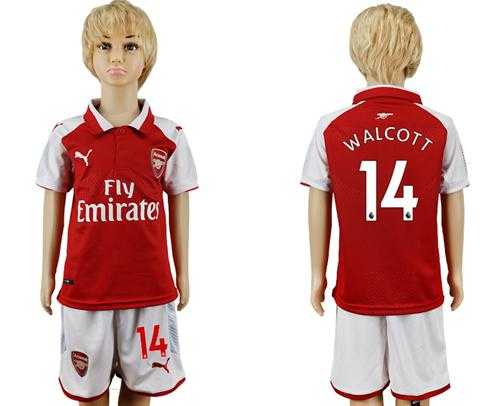 Arsenal #14 Walcott Home Kid Soccer Club Jersey