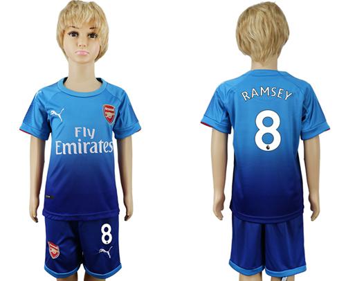 Arsenal #8 Ramsey Away Kid Soccer Club Jersey