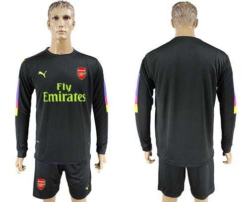 Arsenal Blank Black Long Sleeves Goalkeeper Soccer Country Jersey