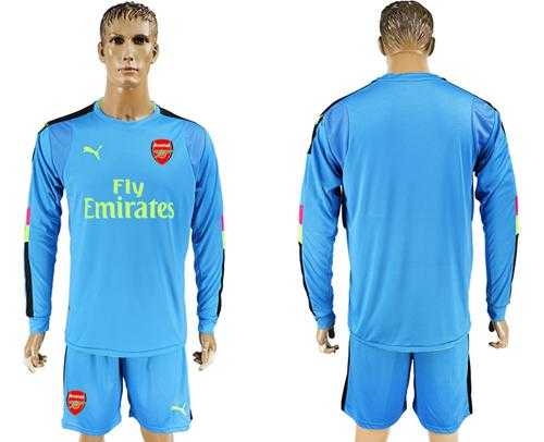 Arsenal Blank Light Blue Long Sleeves Goalkeeper Soccer Club Jersey