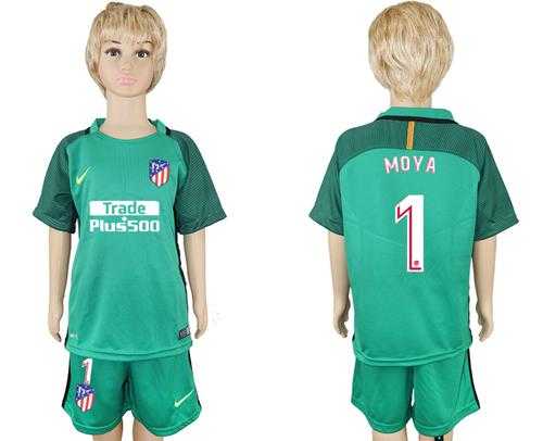 Atletico Madrid #1 Moya Green Goalkeeper Kid Soccer Club Jersey