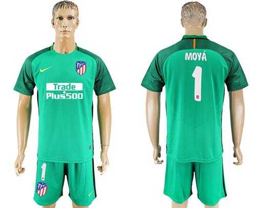 Atletico Madrid #1 Moya Green Goalkeeper Soccer Club Jersey