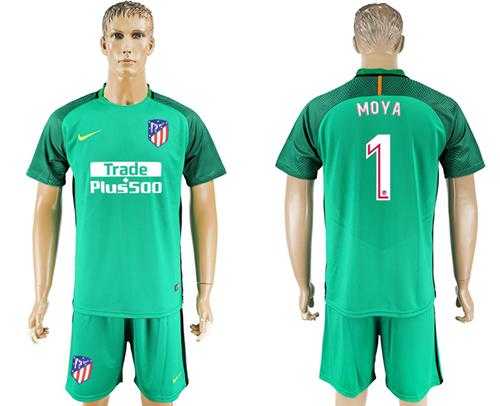 Atletico Madrid #1 Moya Green Goalkeeper Soccer Club Jersey