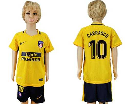 Atletico Madrid #10 Carrasco Away Kid Soccer Club Jersey