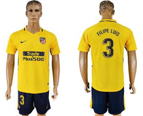 Atletico Madrid #3 Filipe Luis Away Soccer Club Jersey