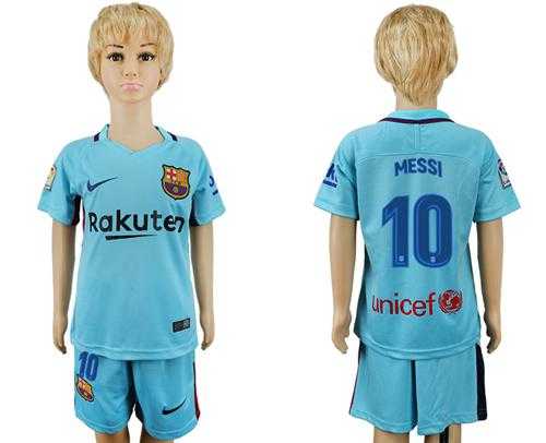 Barcelona #10 Messi Away Kid Soccer Club Jersey