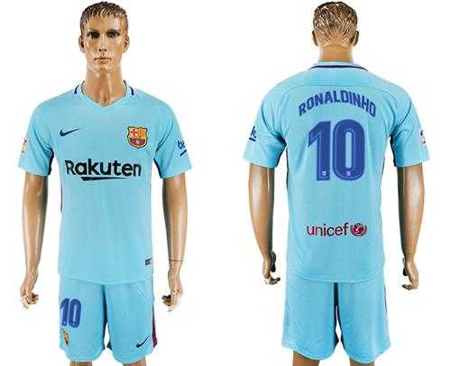 Barcelona #10 Ronaldinho Away Soccer Club Jersey