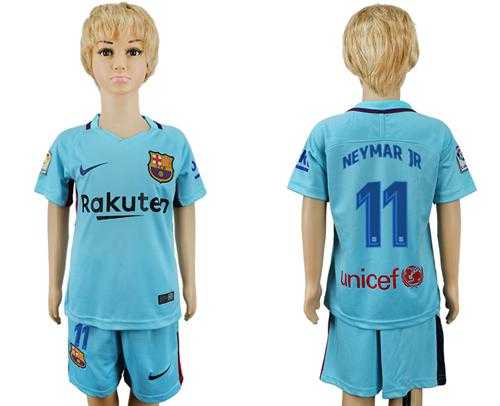 Barcelona #11 Neymar Jr Away Kid Soccer Club Jersey