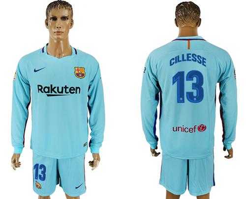 Barcelona #13 Cillesse Away Long Sleeves Soccer Club Jersey