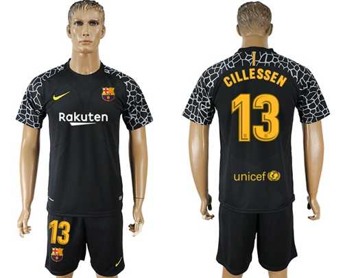 Barcelona #13 Cillessen Black Goalkeeper Soccer Club Jersey