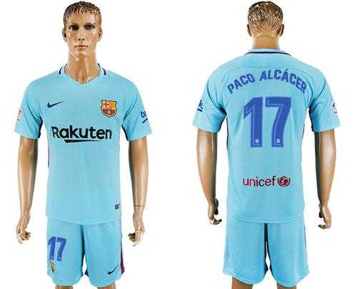 Barcelona #17 Paco Alcacer Away Soccer Club Jersey