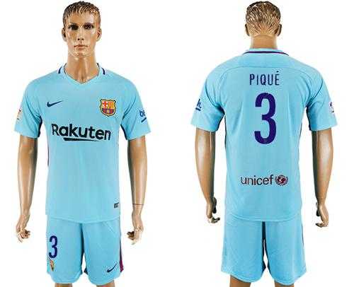 Barcelona #3 Pique Away Soccer Club Jersey