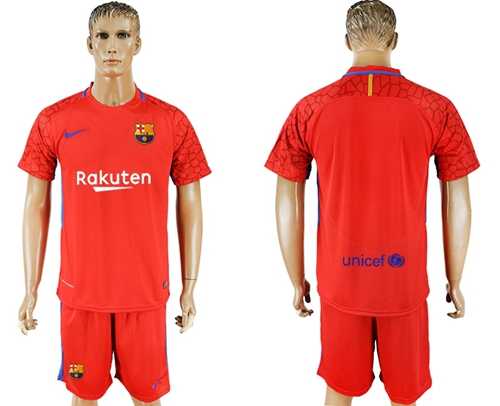 Barcelona Blank Red Goalkeeper Soccer Club Jersey