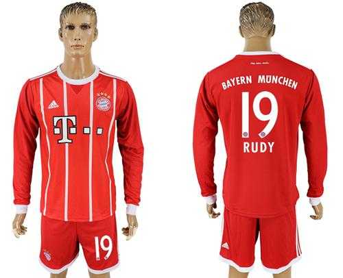 Bayern Munchen #19 Rudy Home Long Sleeves Soccer Club Jersey