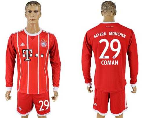 Bayern Munchen #29 Coman Home Long Sleeves Soccer Club Jersey
