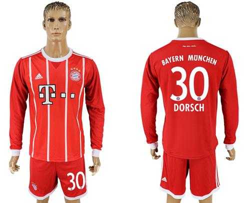 Bayern Munchen #30 Dorsch Home Long Sleeves Soccer Club Jersey