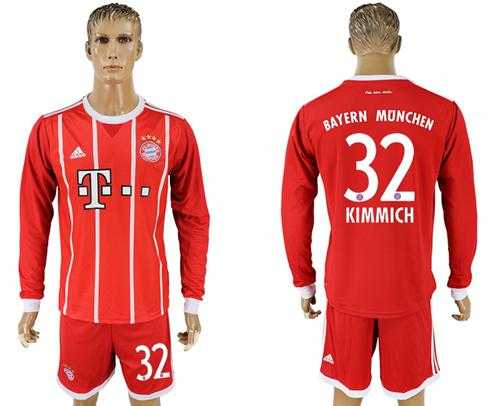 Bayern Munchen #32 Kimmich Home Long Sleeves Soccer Club Jersey